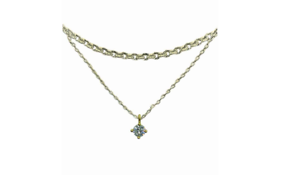 Layered CZ Pendant & Chain Necklace