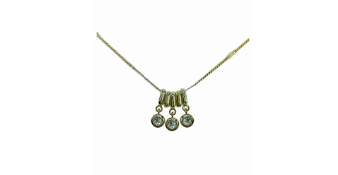 Oval Link Chain Necklace with Three CZ Pendants
