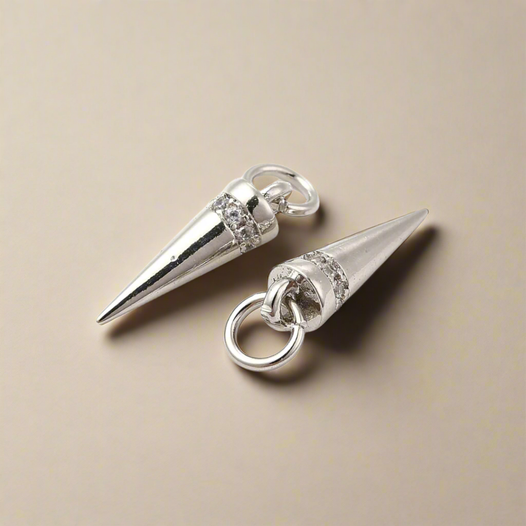 Spike CZ Charm - Platinum