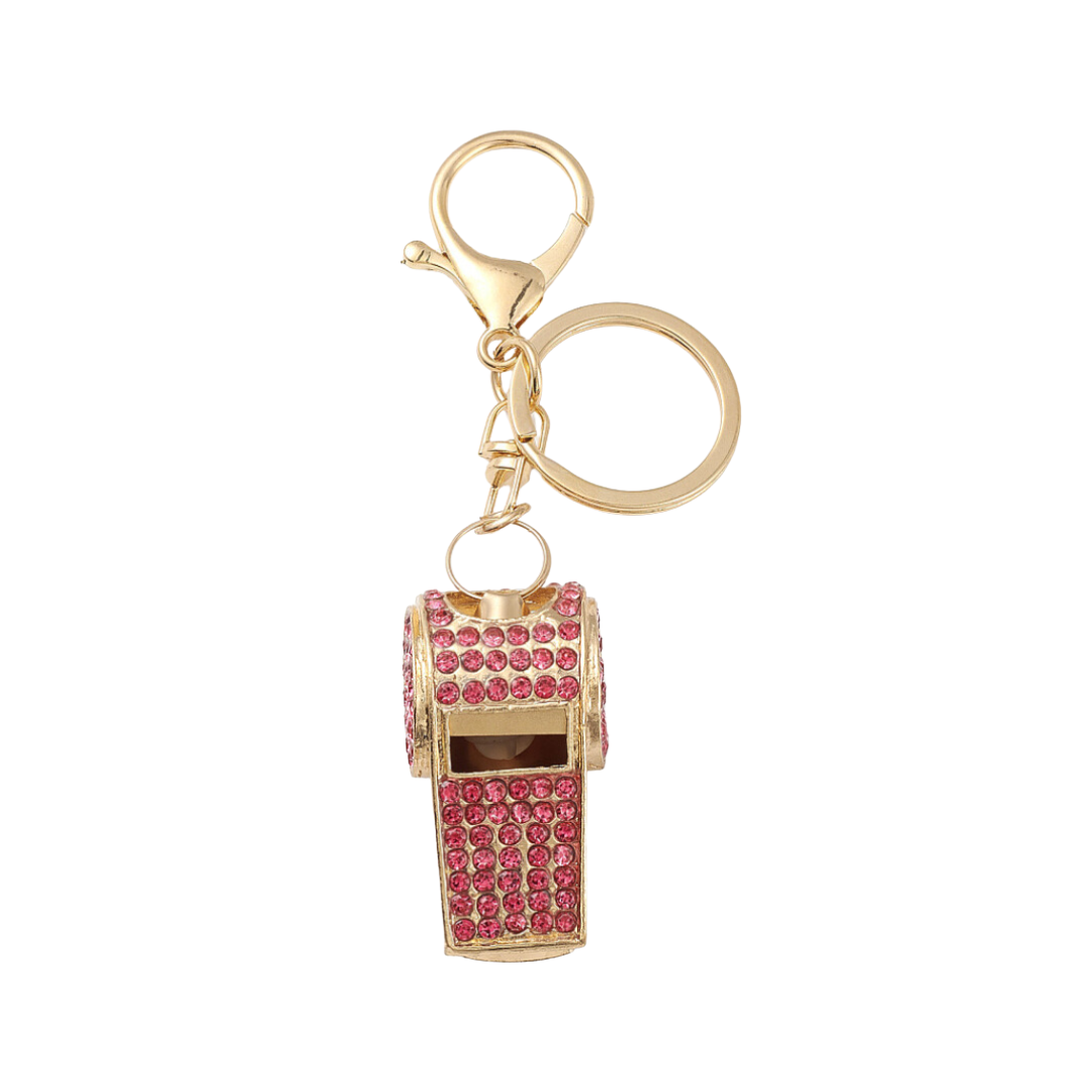 Sparkly Pink Gold Whistle Bag Charm