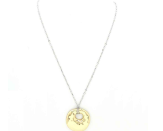 *PREORDER* Julia Long Chain Hammered Textured Oval Pendant Necklace
