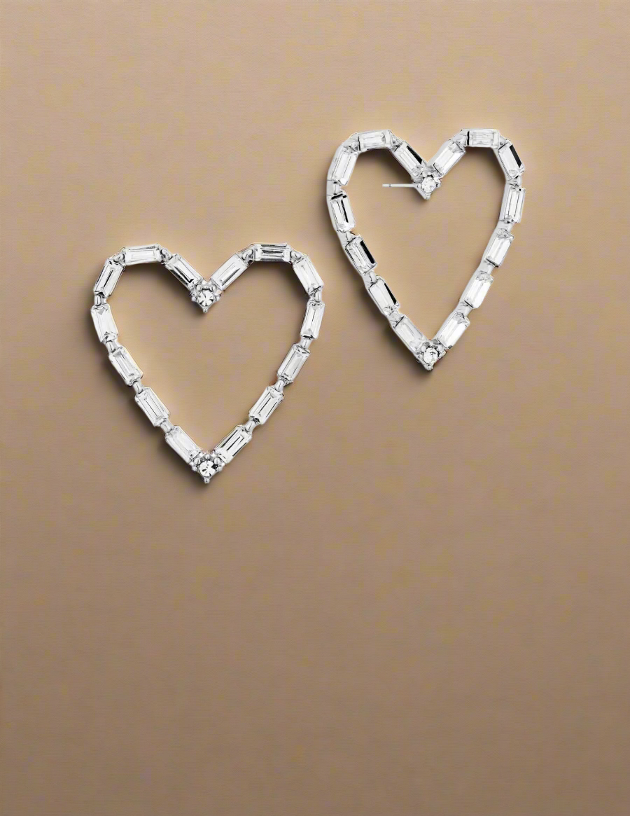 Sweetheart Open Heart CZ Stud Earrings