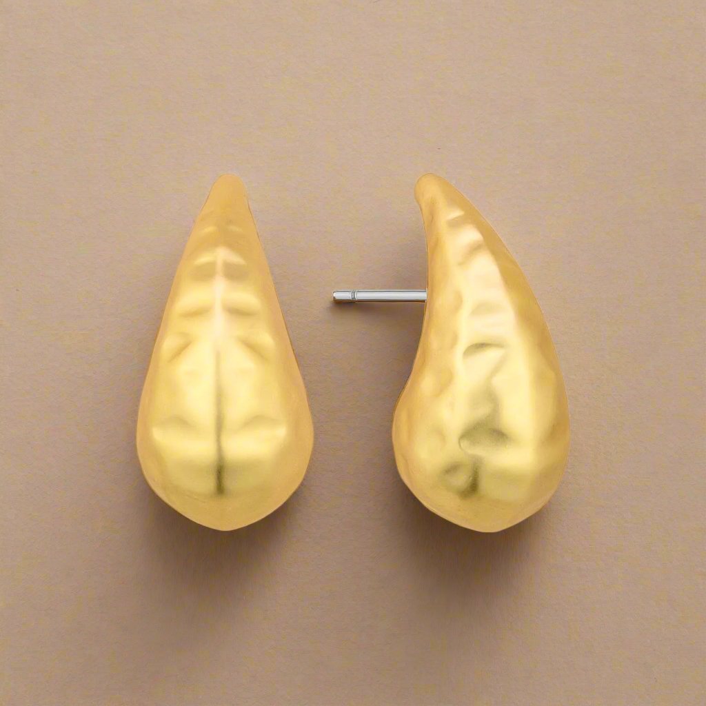 Divine Textured Teardrop Stud Post Back Earrings