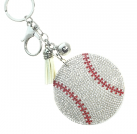 Baseball Rhinestone Cushion Bag Charm
