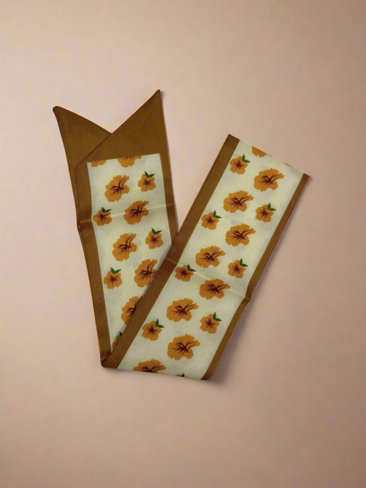 Bag Scarf With Brown Outline & Yellow Flowers