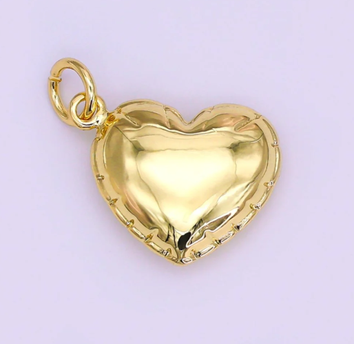 24K Gold Filled 20mm Chubby Sideways Heart Minimalist Charm
