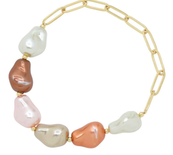 Brynna's Baroque Pearl Bracelet Gold Stretch