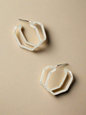 Linear Luxe Hexagon Shaped Hoop Earrings