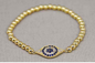 *PREORDER* Oval Eye Gold Beaded Stretch Bracelet with Pave Crystal Eye Details