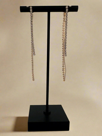 Delicate Drizzle Rhinestone Chain Front and Back Earrings