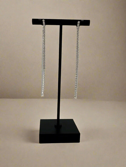 Delicate Drizzle Rhinestone Chain Front and Back Earrings