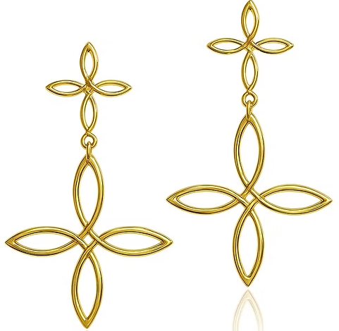 Cecille's Celtic Cross Post Back Dangle Earrings