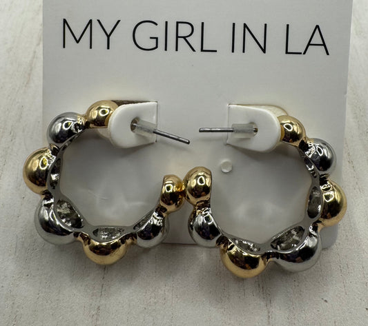 *PREORDER* Mixed Metal Balls Open Back Hoop Earrings
