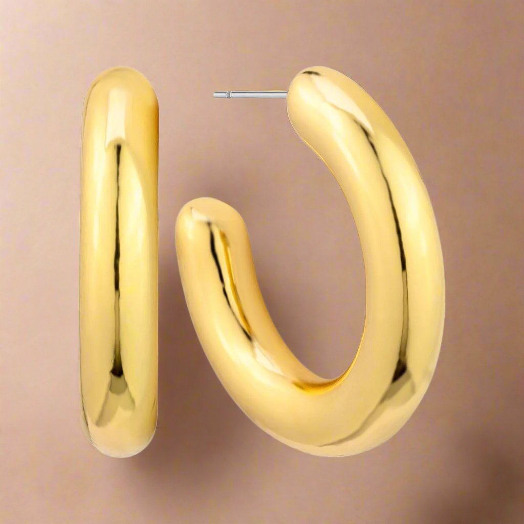 Lightweight Everyday Open Hoop Post Back Earrings