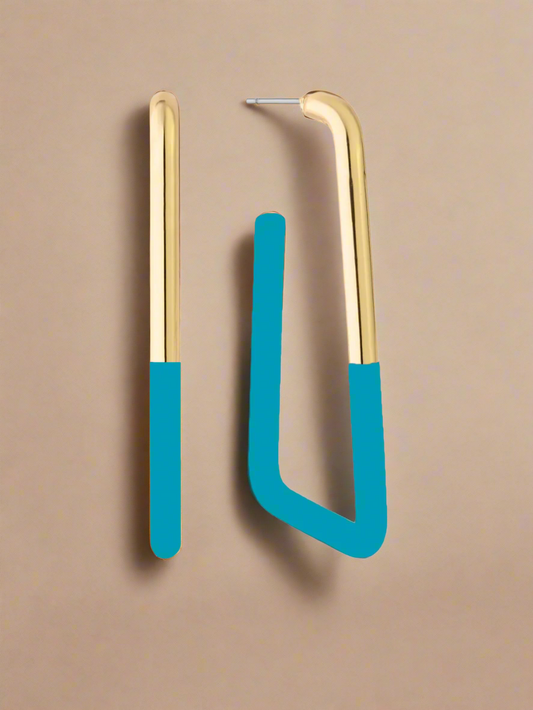 Striking Enamel Dipped Squared Hoop Earrings