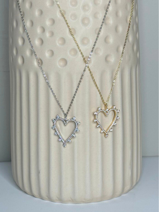 Spike Heart Pave Necklace