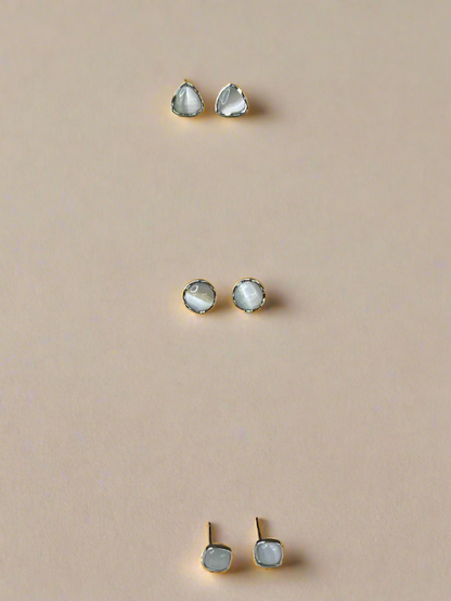 Mother of Pearl Gold Dipped Stud Earring Set