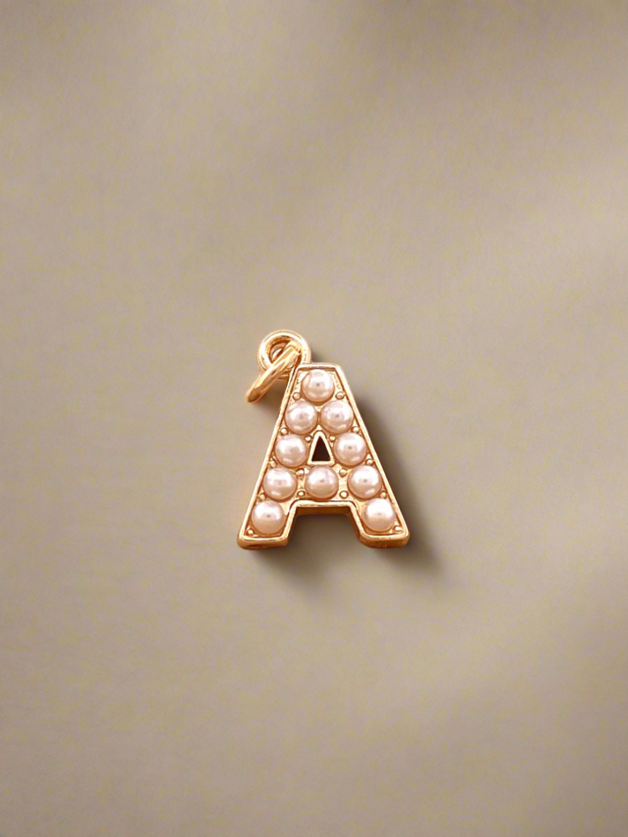 Lovely Luster Pearl Initial Charm A-Z