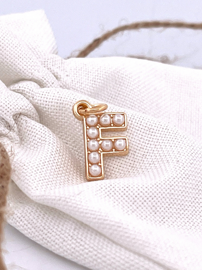 Lovely Luster Pearl Initial Charm A-Z