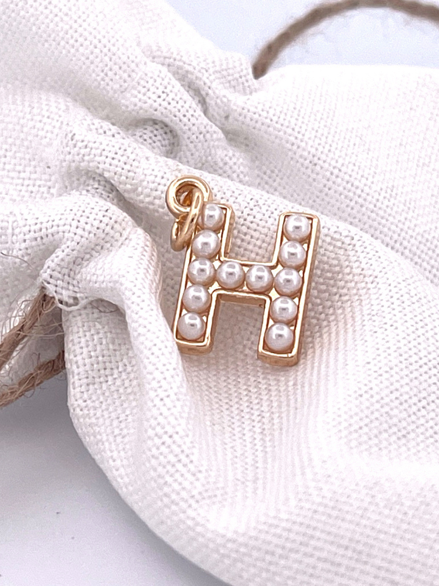 Lovely Luster Pearl Initial Charm A-Z