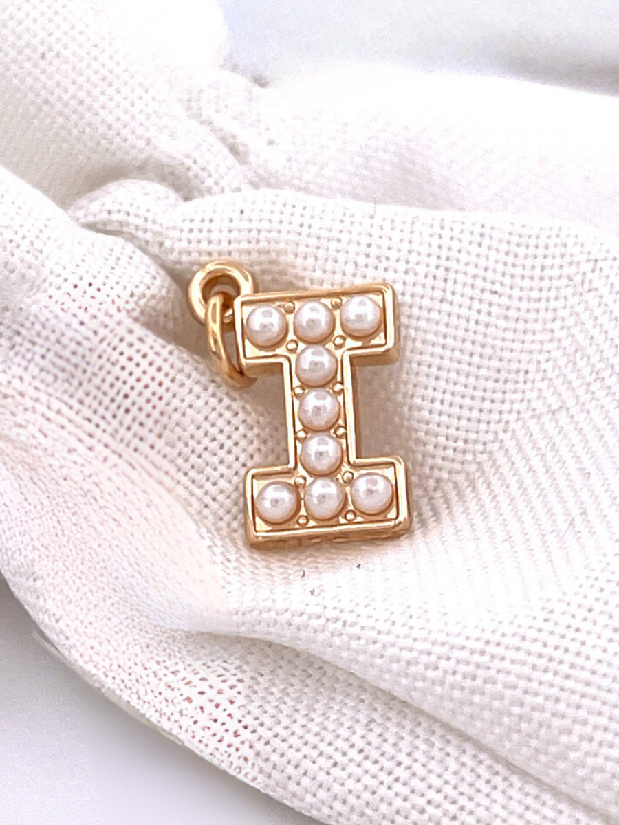 Lovely Luster Pearl Initial Charm A-Z