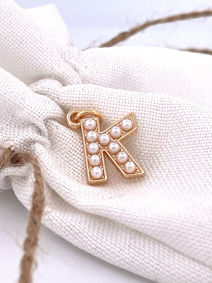 Lovely Luster Pearl Initial Charm A-Z