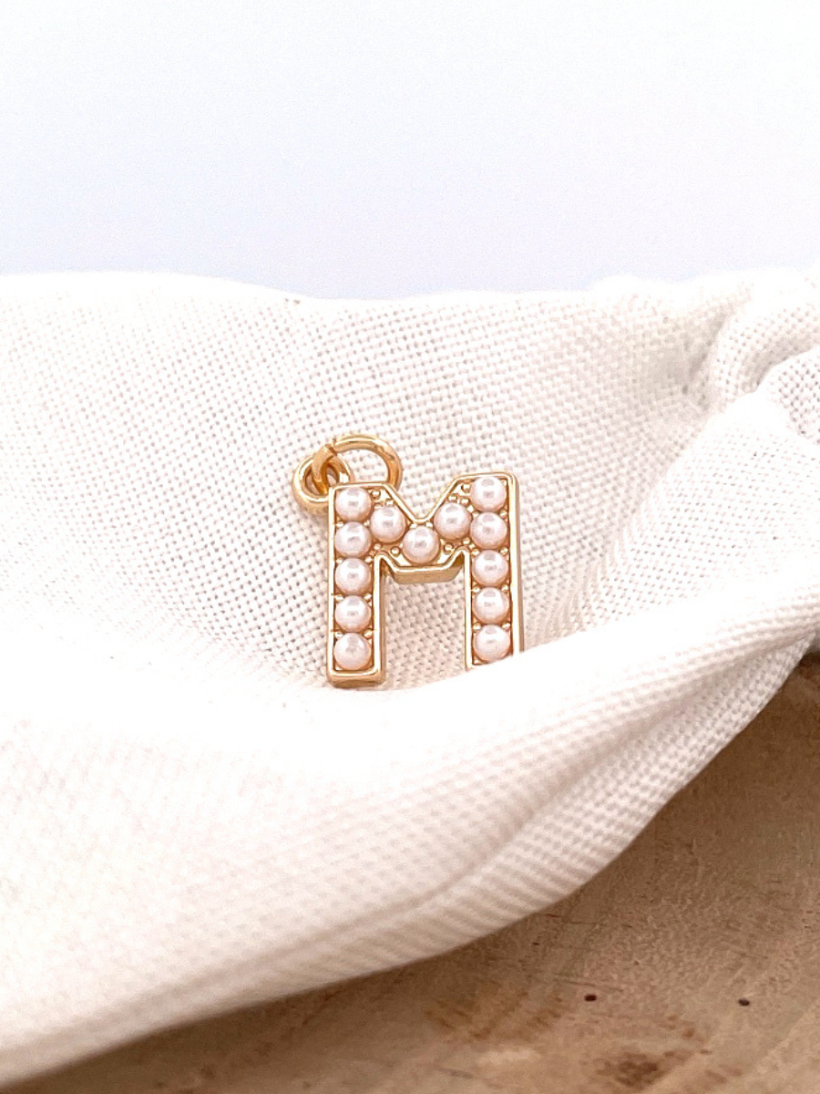 Lovely Luster Pearl Initial Charm A-Z