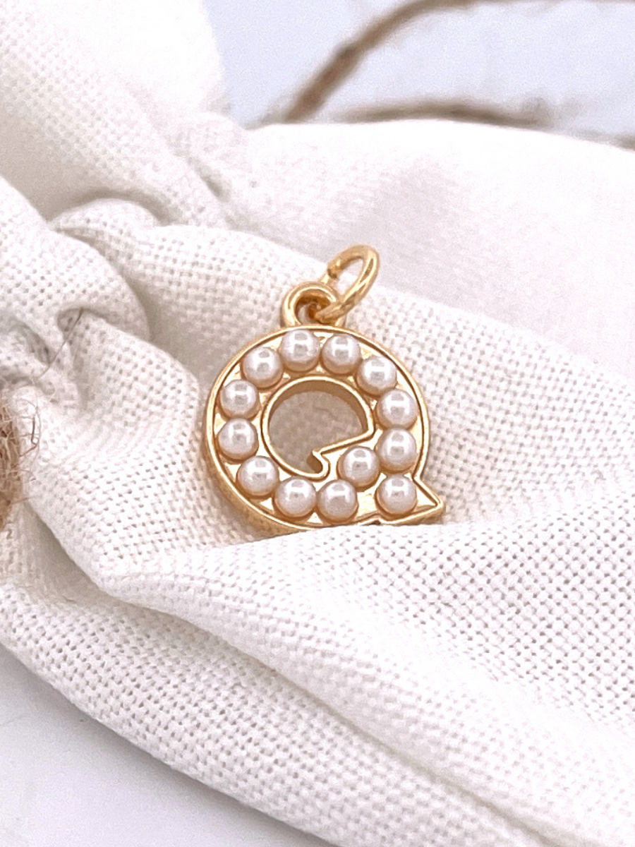 Lovely Luster Pearl Initial Charm A-Z