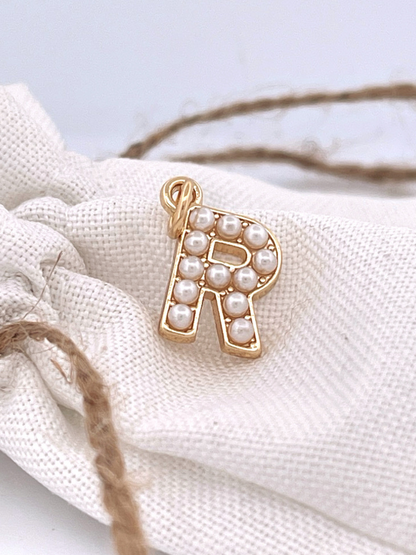 Lovely Luster Pearl Initial Charm A-Z