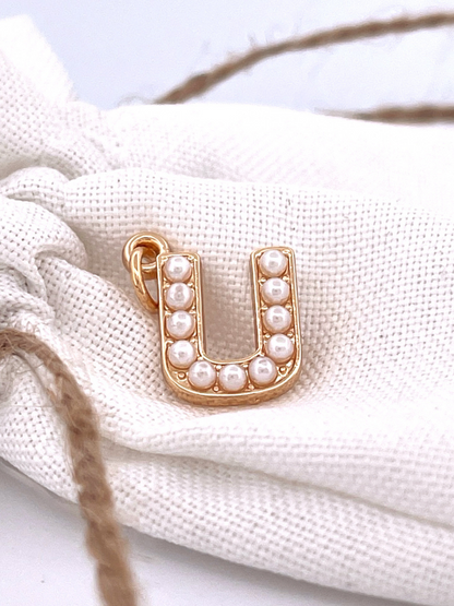 Lovely Luster Pearl Initial Charm A-Z