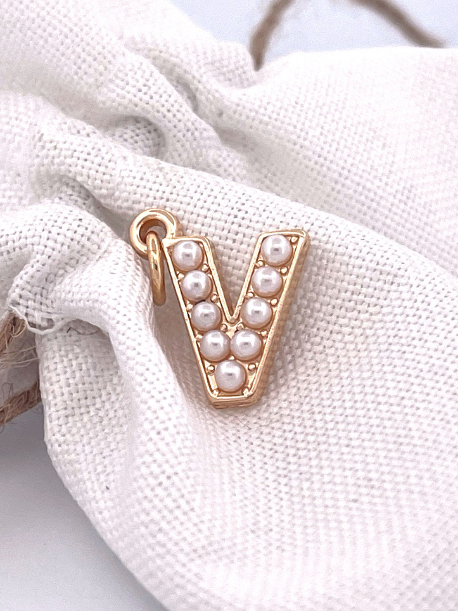 Lovely Luster Pearl Initial Charm A-Z