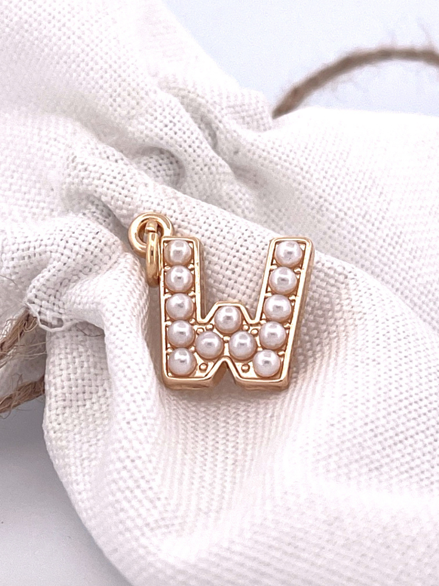 Lovely Luster Pearl Initial Charm A-Z