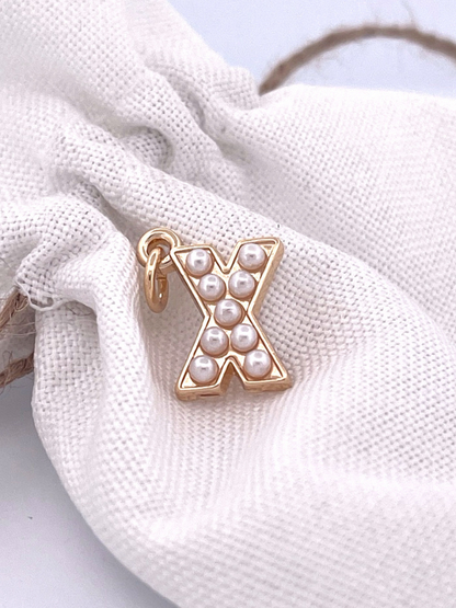 Lovely Luster Pearl Initial Charm A-Z