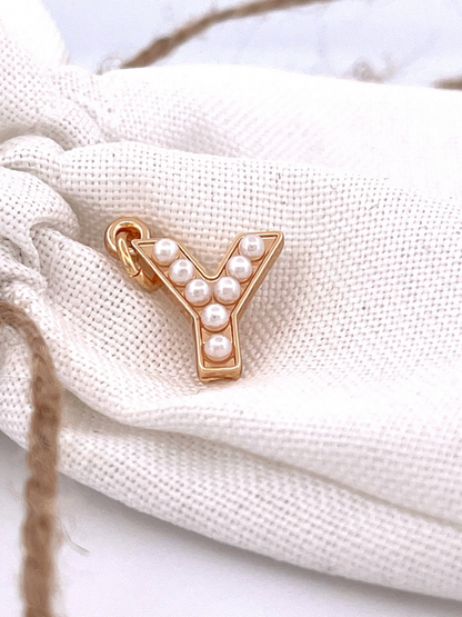 Lovely Luster Pearl Initial Charm A-Z