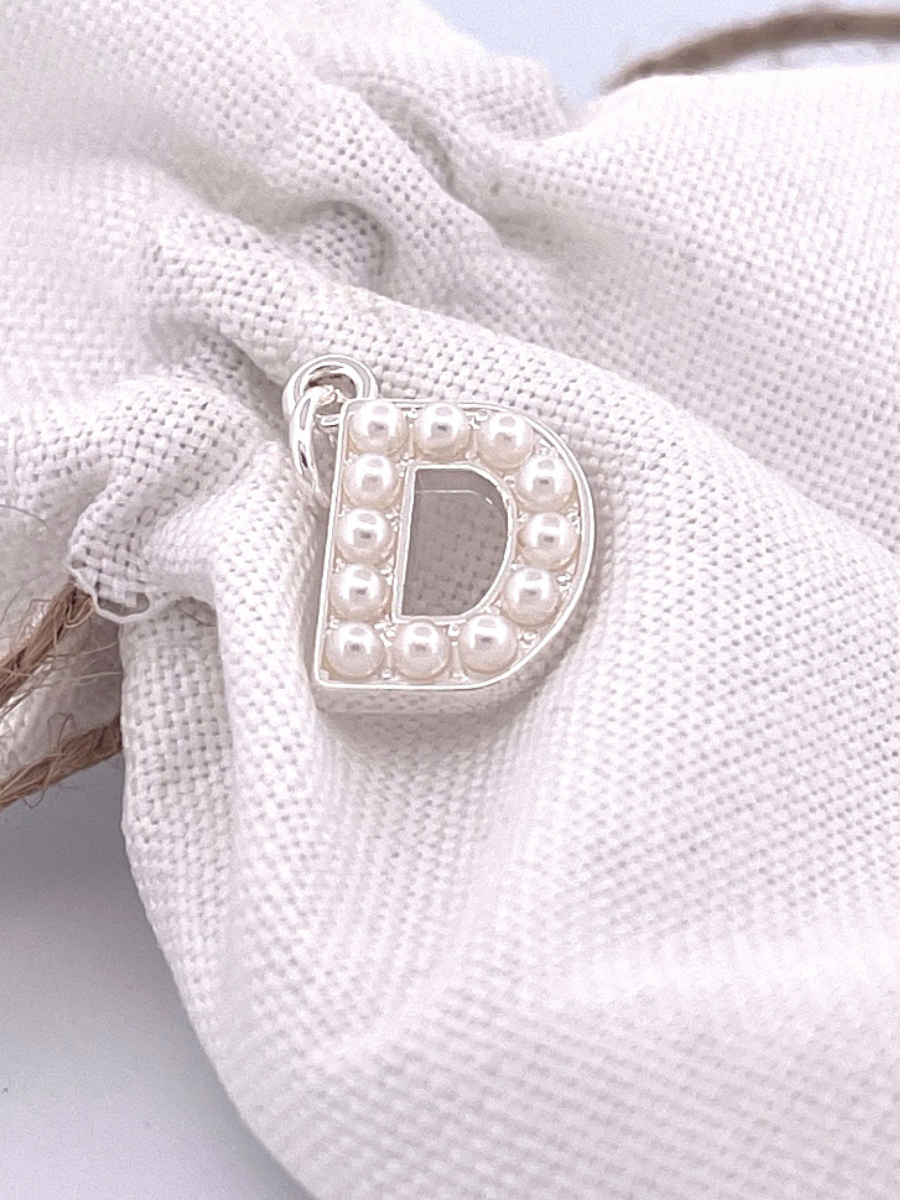 Lovely Luster Pearl Initial Charm A-Z