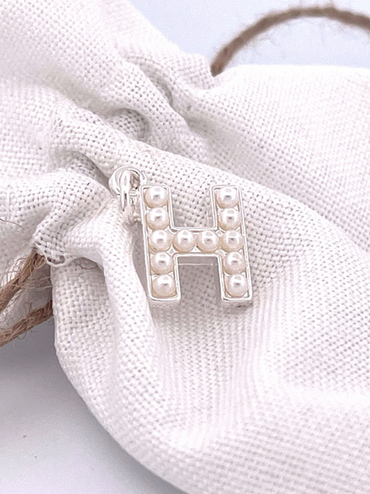 Lovely Luster Pearl Initial Charm A-Z