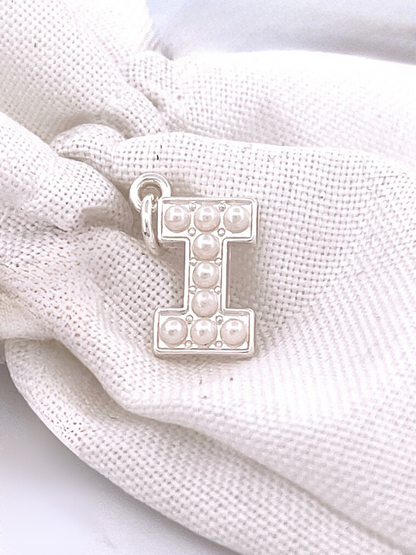 Lovely Luster Pearl Initial Charm A-Z