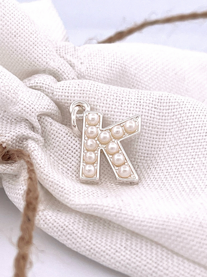 Lovely Luster Pearl Initial Charm A-Z