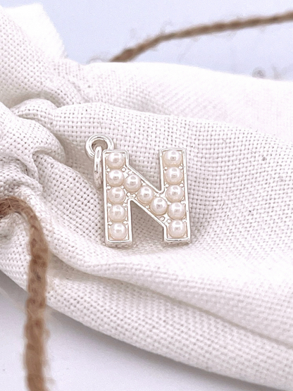 Lovely Luster Pearl Initial Charm A-Z