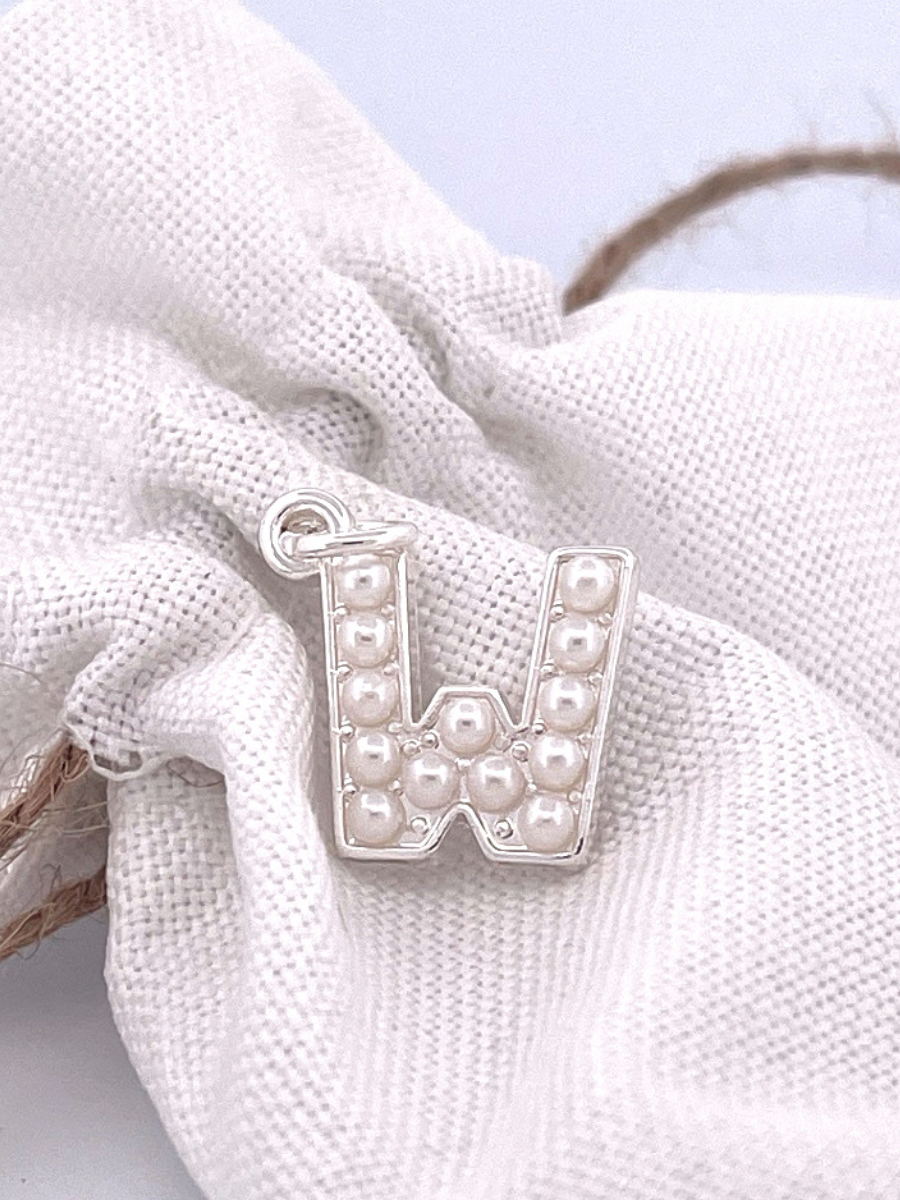 Lovely Luster Pearl Initial Charm A-Z