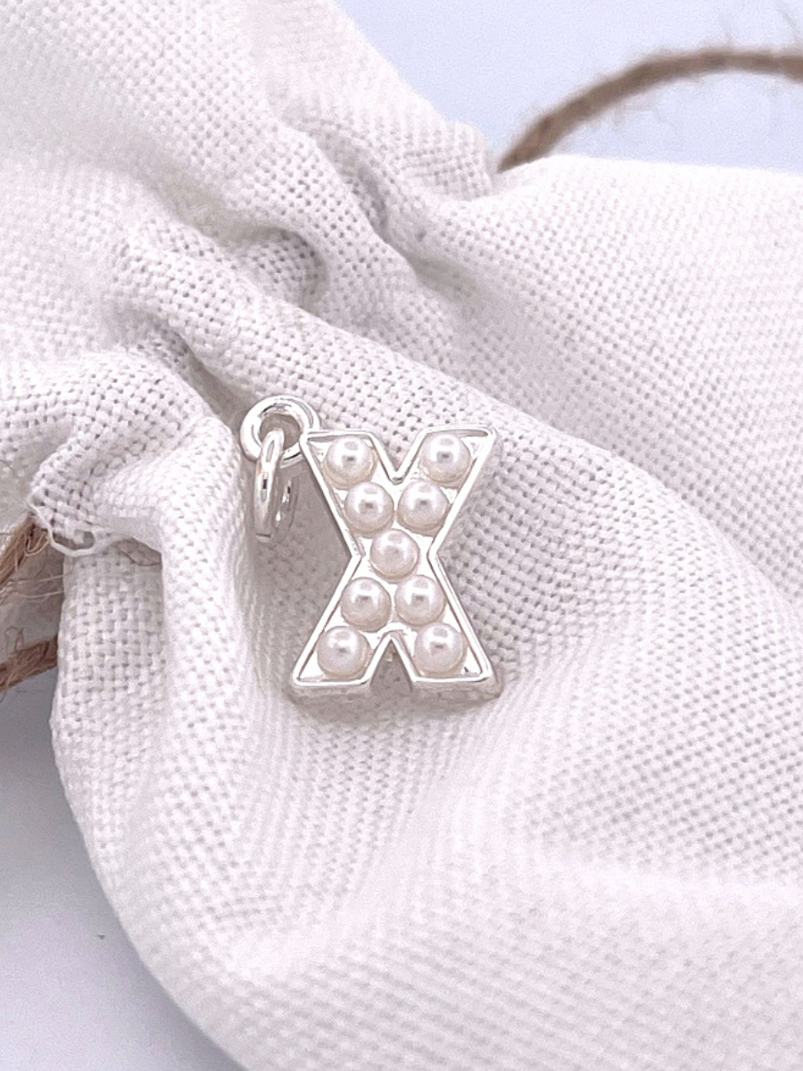 Lovely Luster Pearl Initial Charm A-Z