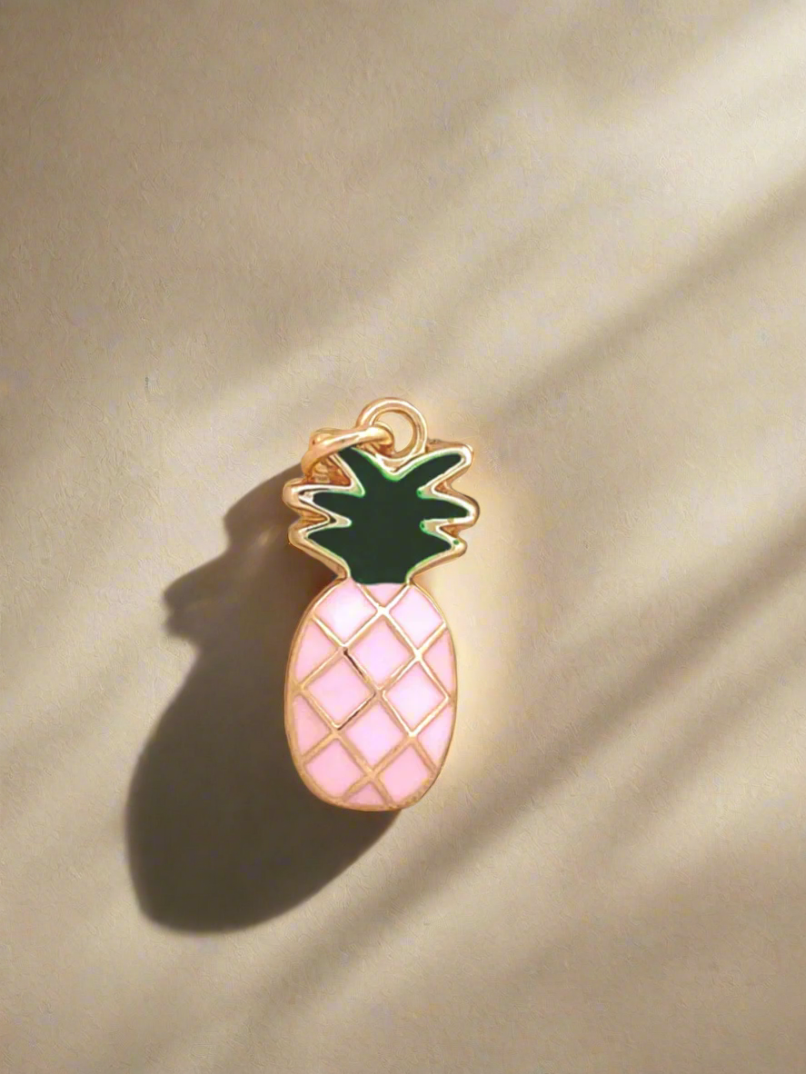 Pretty in Pink Pineapple Gold Enamel Charm