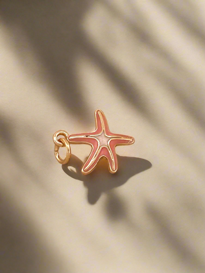 Paradise Pink Starfish Gold Enamel Charm