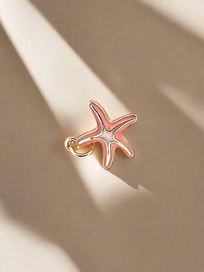 Paradise Pink Starfish Gold Enamel Charm