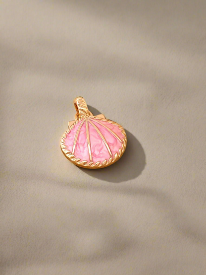 Pink Lagoon Scallop Shell Gold Enamel Charm