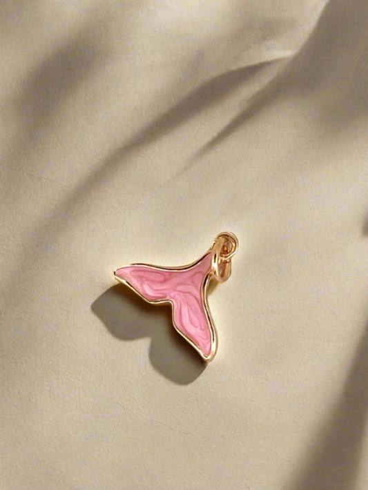 Rosy Fin Pink Dolphin Tail Gold Enamel Charm