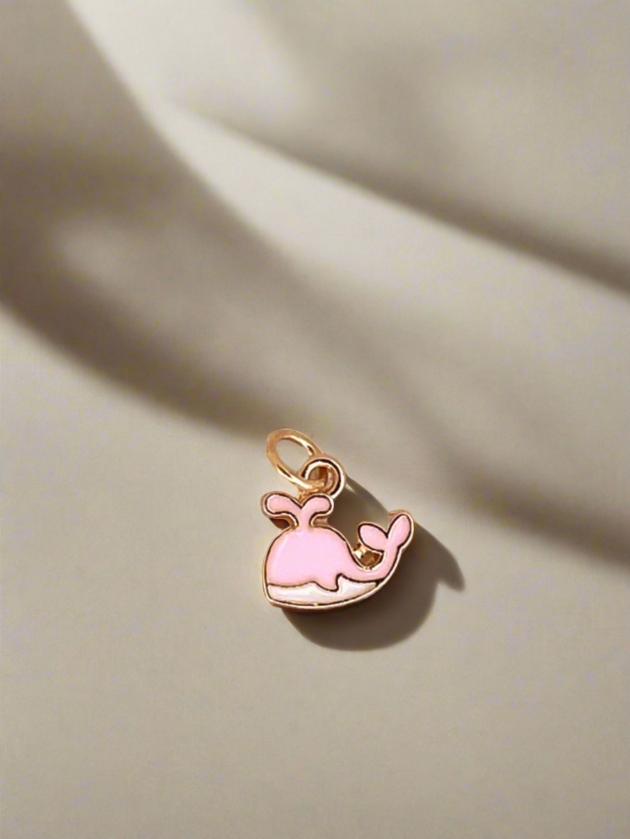 Pink Splash Whale Gold Enamel Charm