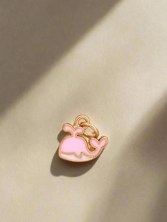 Pink Splash Whale Gold Enamel Charm