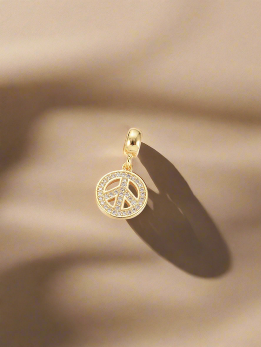 [PRE-ORDER] -  Pave Peace Sign Slider Charm