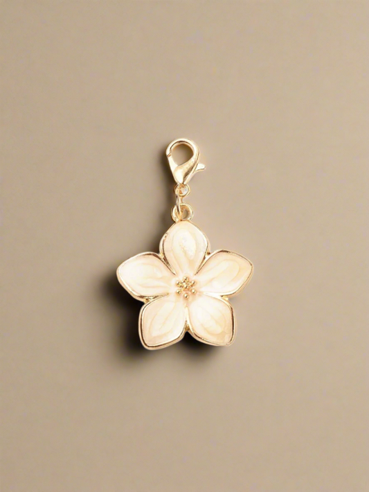 White Flower Charm With Clasp